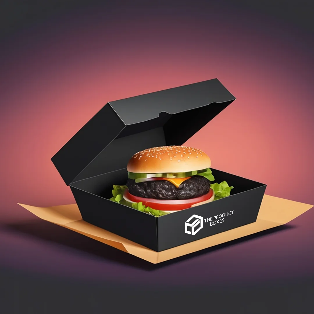 Black Burger Packaging Boxes