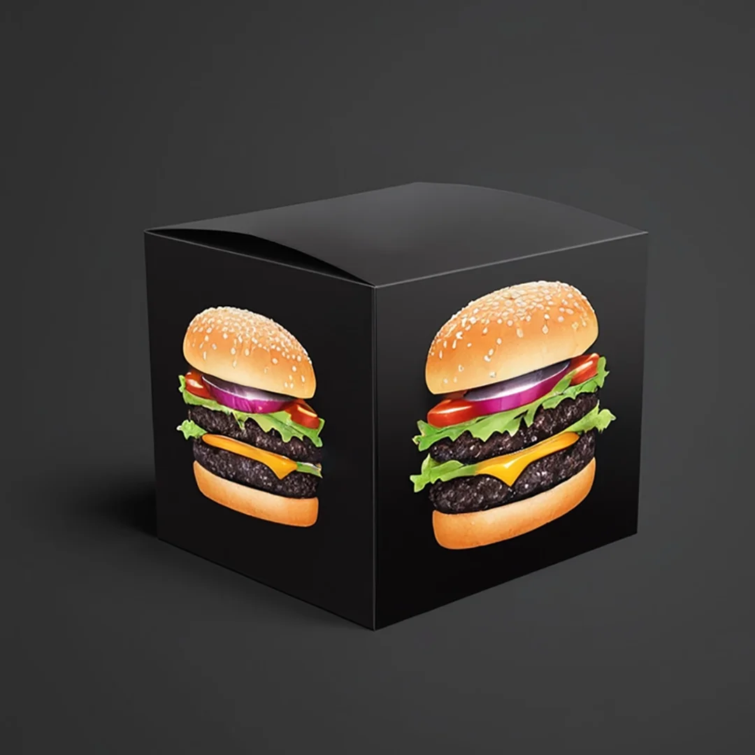 Printed Black Burger Boxes