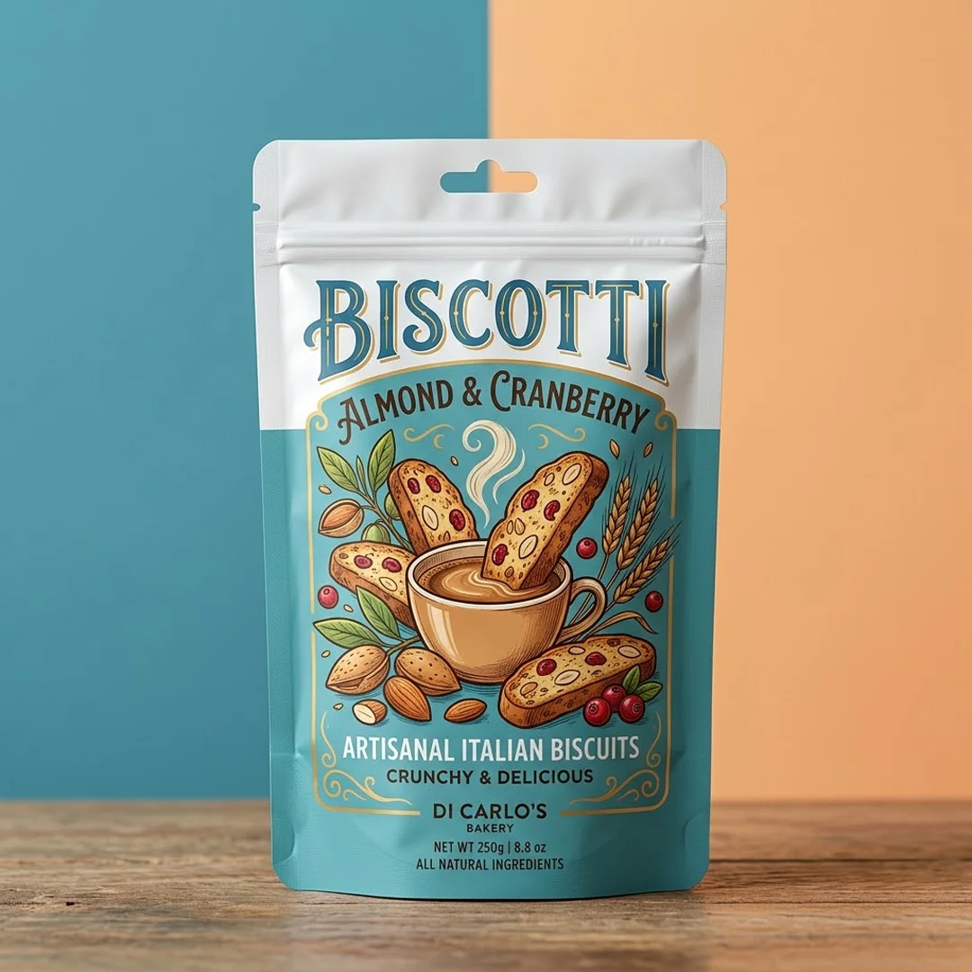 Stand-Up Biscotti Mylar Pouches