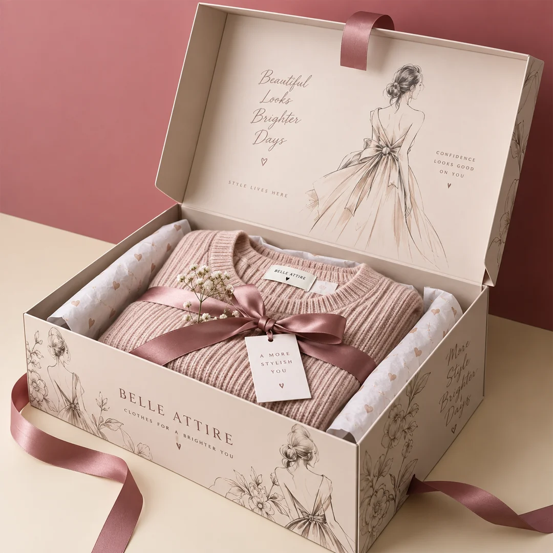 Boutique Apparel Boxes With Ribbon Closures